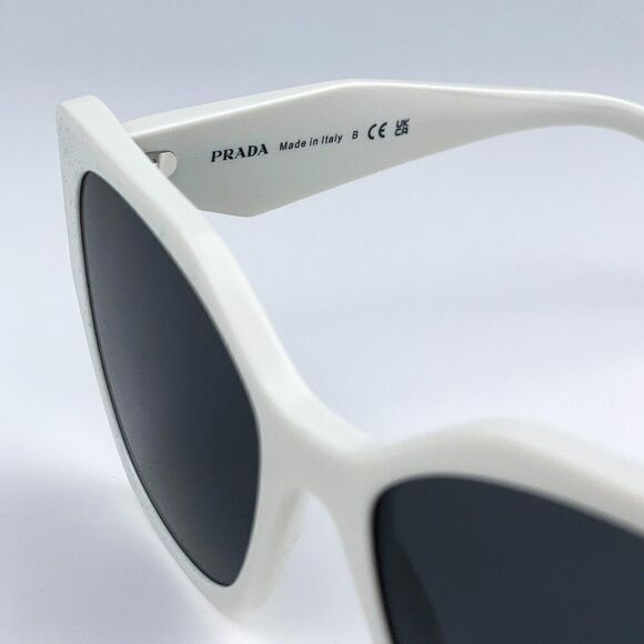 NEW Prada PR19ZS 1425S0 Talc White Dark Grey Rectangle Women Sunglasses - Picture 11 of 12